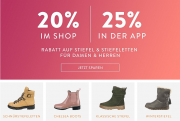 20% online oder 25% in der App auf alle Stiefel und Stiefeletten f&uuml;r Damen und Herren bei Mirapodo