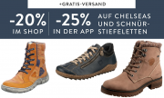20% online oder 25% in der App auf Chelsea Boots und Schn&uuml;rstiefeletten bei Mirapodo