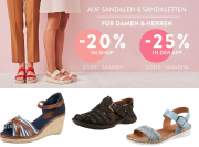 20% online oder 25% in der App auf Sandalen und Sandaletten f&uuml;r Damen und Herren im Mirapodo Shop