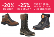 20% online oder 25% in der App auf Stiefel, Stiefeletten und Sneaker f&uuml;r Damen & Herren bei Mirapodo