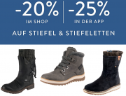 20% online oder 25% in der App auf Stiefel und Stiefeletten f&uuml;r Damen und Herren bei Mirapodo