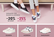 20% online oder 25% in der App auf &uuml;ber 13.000 Sneaker f&uuml;r Damen und Herren im Mirapodo Shop