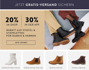 20% online oder 30% in der App auf alle Stiefel und Stiefeletten f&uuml;r Damen und Herren bei Mirapodo
