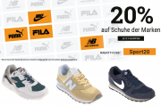 20% Rabatt auf alle Artikel der Marken Puma, Nike, New Balance und Fila im Roland-Schuhe Shop