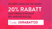 20% Rabatt auf alle auf Schuhe und Taschen f&uuml;r Damen und Herren im Mirapodo Shop