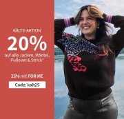 20% Rabatt auf alle Jacken, M&auml;ntel, Pullis und Stricksachen bei Sheego