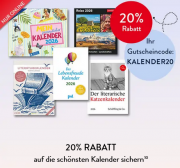 20% Rabatt auf alle Kalender f&uuml;r 2026 bei Hugendubel