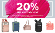 20% Rabatt auf alle nicht reduzierte Taschen, Rucks&auml;cke, Koffer und Geldb&ouml;rsen im Deichmann Shop