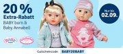 20% Rabatt auf Artikel der Marke Baby Born und Baby Anabell im MyToys Shop