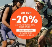 20% Rabatt auf ausgesuchte Outdoor und Bike Must Haves bei SportScheck