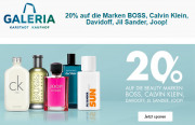 20% Rabatt auf die Beauty Marken BOSS, Calvin Klein, Davidoff, Jil Sander und Joop bei Galeria