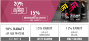 20% Rabatt auf ESN Proteine + 15% Rabatt auf Aminoss&auml;uren und Creatine