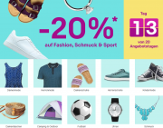 20% Rabatt auf Fashion, Sport und Uhren & Schmuck und 10% Rabatt auf Beauty & Gesundheit bei Ebay