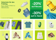 20% Rabatt auf Neuware und 30% Rabatt auf Second Hand Fashion, Sport & Co. Artikel bei Ebay