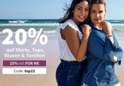 20% Rabatt auf Shirts, Tops, Blusen und Tuniken bei Sheego