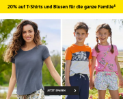 20% Rabatt auf T-Shirts und Blusen f&uuml;r die ganze Familie bei NKD