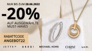 20% Rabatt auf &uuml;ber 8.000 ausgew&auml;hlte Uhren und Schmuck bei Christ