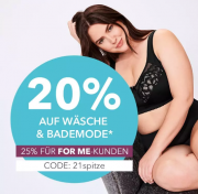20% Rabatt auf W&auml;sche, Nachtw&auml;sche und Bademode bei Sheego