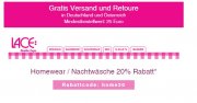20% Rabatt bei Lace auf Homeware/Nachtw&auml;sche (MBW: 24 Euro)