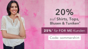 20% Rabatt On Top auf Shirts, Tops, Blusen & Tuniken im Sheego Shop