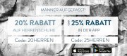 20% Rabatt online und 25% Rabatt in der App auf alle Herrenschuhe im Mirapodo Shop