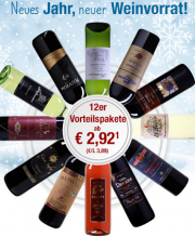 Radikal reduzierte 12er Vorteilspakete bei Weinvorteil schon ab 2,92 Euro pro Flasche 
