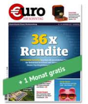 Schnupperabo f&uuml;r 3 Monate (13 Ausgaben) &ldquo;Euro AM SONNTAG&rdquo; f&uuml;r 58,50&euro; + 58,50&euro; Pr&auml;mie