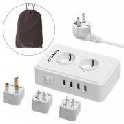 Reise-Steckdosenleiste USB mit Reiseadapter, Mehrfachsteckdose mit schaltbaren 4 USB-Ports