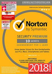 Norton Security Premium Antivirus Software 2018 / Zuverl&auml;ssiger Virenschutz f&uuml;r bis zu 10 Ger&auml;te