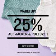 25% auf Jacken und Pullover bei Tom Tailor