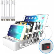 JZBRAIN USB Multi Ladestation f&uuml;r mehrere Ger&auml;te mit Schalter Handy und Tablet 6 Anschl&uuml;sse 