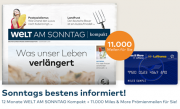 12 Monate Welt am Sonntag Kompakt + 11.000 Miles & More Pr&auml;mienmeilen f&uuml;r 145,60 Euro