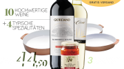 Paket Inforna e gusta &ldquo;10 Weine + 4 regionale Spezialit&auml;ten + 3 Auflaufformen f&uuml;r 44,90&euro;