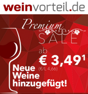 Premium Sale bei Weinvorteil mit neu hinzugef&uuml;gten Weinen schon ab 3,49 Euro, bis zu 64% Rabatt