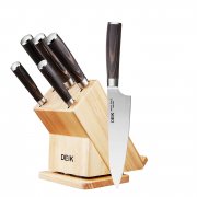 Deik Messerblock Set Ergonomischer Holz-Griff f&uuml;r iPad / Telefon 6-tlg