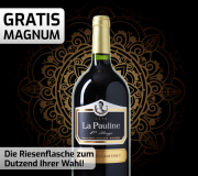 1,5 Liter Magnumflasche &bdquo;La Pauline &ndash; 1er Tirage&ldquo; beim Kauf von 12 Flaschen Wein geschenkt