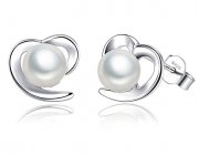925 Sterling Silber Herz Ohrringe mit Nat&uuml;rliche Perle