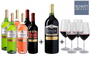  Probierpaket La Pauline Spezial mit 7 Fl. Wein und 4 hochw. Gl&auml;sern f&uuml;r 49,99 &euro; inkl. Versand
