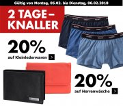 2-Tage-Knaller bei Karstadt: 20% auf Herrenw&auml;sche und Kleinlederwaren