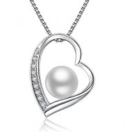 Halskette Perle Damen Silber 925 mit Herz Anh&auml;nger 45cm 13.99 euro statt 39.96 euro