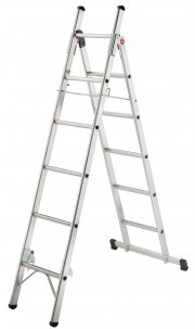 Hailo 1212-601 Alu-3-Wege-Haushaltsleiter L80 - 1x6+1x5 Sprossen 82,95