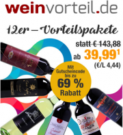 12er Vorteilspakete schon ab 39,99 Euro bei Weinvorteil, jetzt wieder bis zu 69% sparen Ihr Lieben