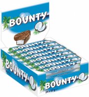 24 Riegel Bounty Schokoriegel - Kokos und Schokolade Geschmack (24x 57g)
