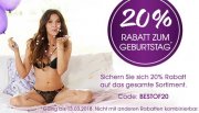 20% Rabatt auf alles zum Geburtstag von Lascana 