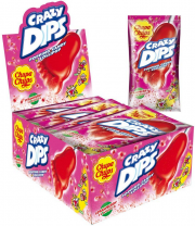 24er Pack Chupa Chups Crazy Dips Erdbeer-Lollis mit Brausepulver und Knistereffekt