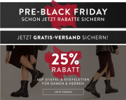 25% Extra-Rabatt auf alle Stiefel und Stiefeletten f&uuml;r Damen & Herren + gratis Versand bei Mirapodo