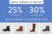 25% online oder 30% in der App auf Stiefel und Stiefeletten f&uuml;r Damen und Herren im Mirapodo Shop