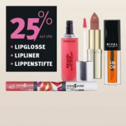 25% Rabatt auf ALLE Lippenstifte, Lipglosse und Lipliner bei Rossmann