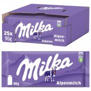 25 St&uuml;ck Milka Alpenmilch Schokolade 25x90g