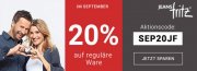 20% Rabatt auf regul&auml;re Ware bei Jeans fritz